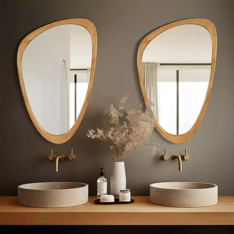 19.5"x30.5" Cobblestone Wall Mirror Walnut Brown