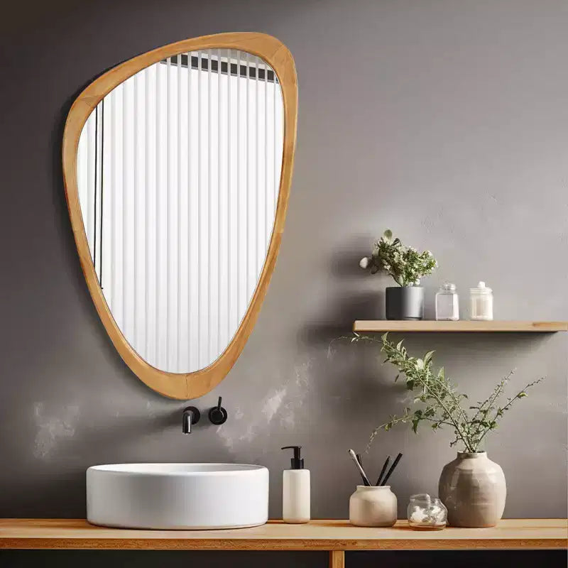19.5"x30.5" Cobblestone Wall Mirror Walnut Brown
