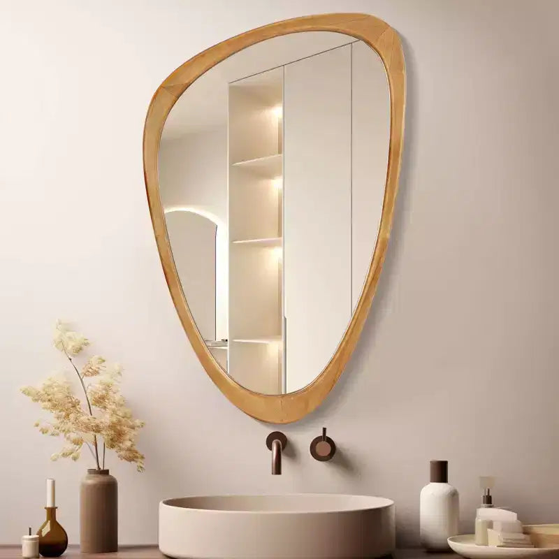 19.5"x30.5" Cobblestone Wall Mirror Walnut Brown