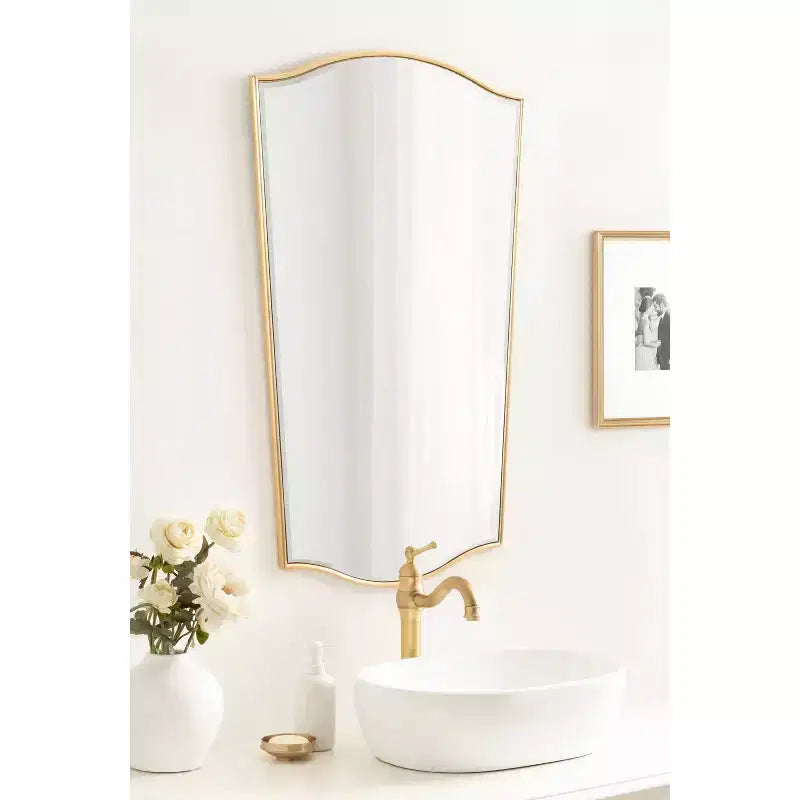 22"x36" Tapered Decorative Framed Mirror Gold