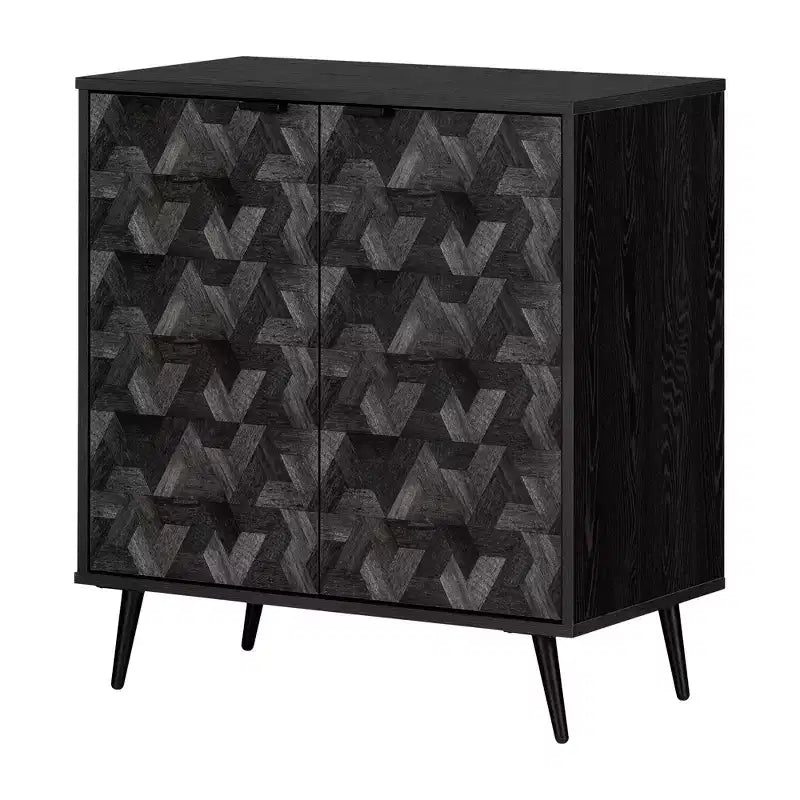 South Shore Oxford 2 Door Storage Cabinet Black Oak/Dark Gray