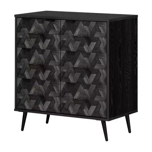 South Shore Oxford 2 Door Storage Cabinet Black Oak/Dark Gray