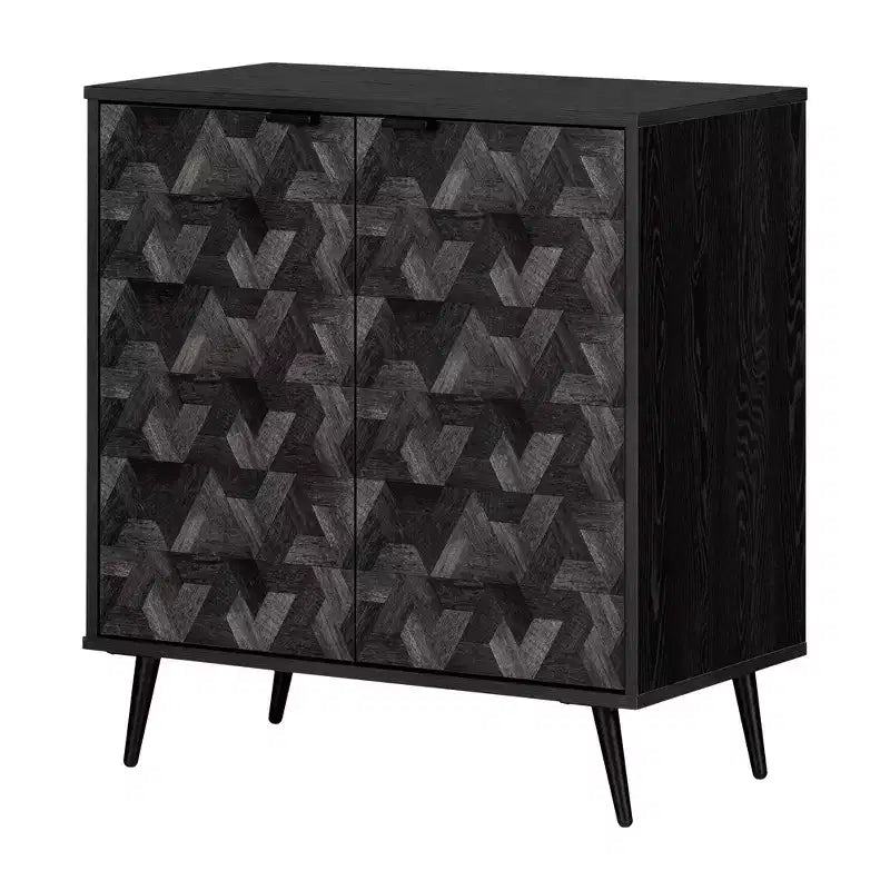 2-Door Storage Cabinet Black Oak/Dark Gray