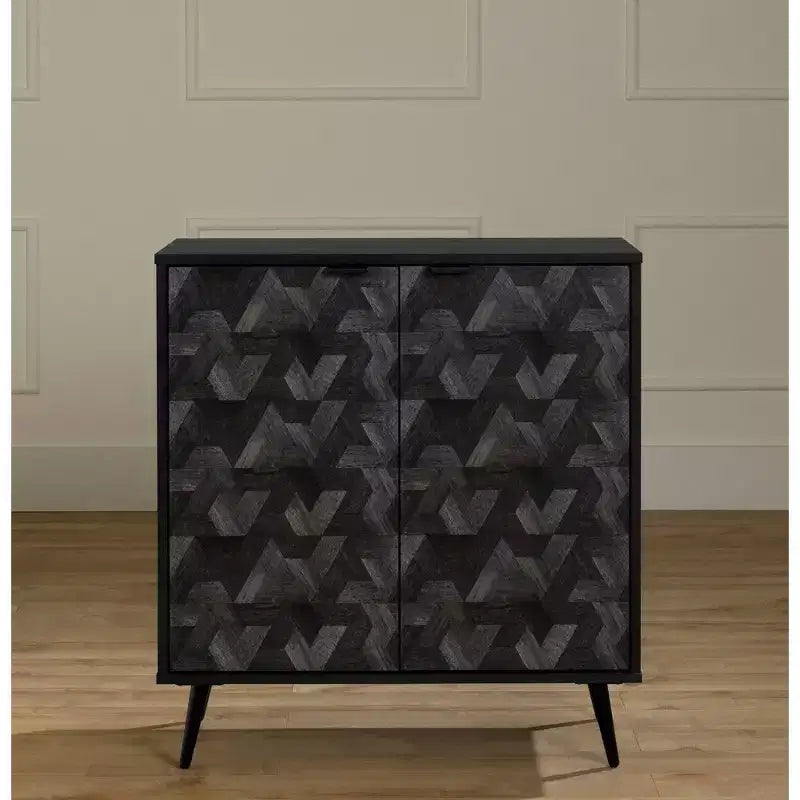 2-Door Storage Cabinet Black Oak/Dark Gray