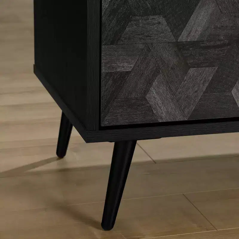 2-Door Storage Cabinet Black Oak/Dark Gray
