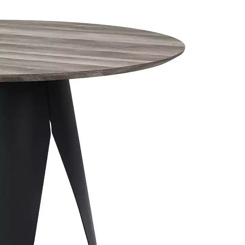 Round Dining Table Antique Oak & Black Finish