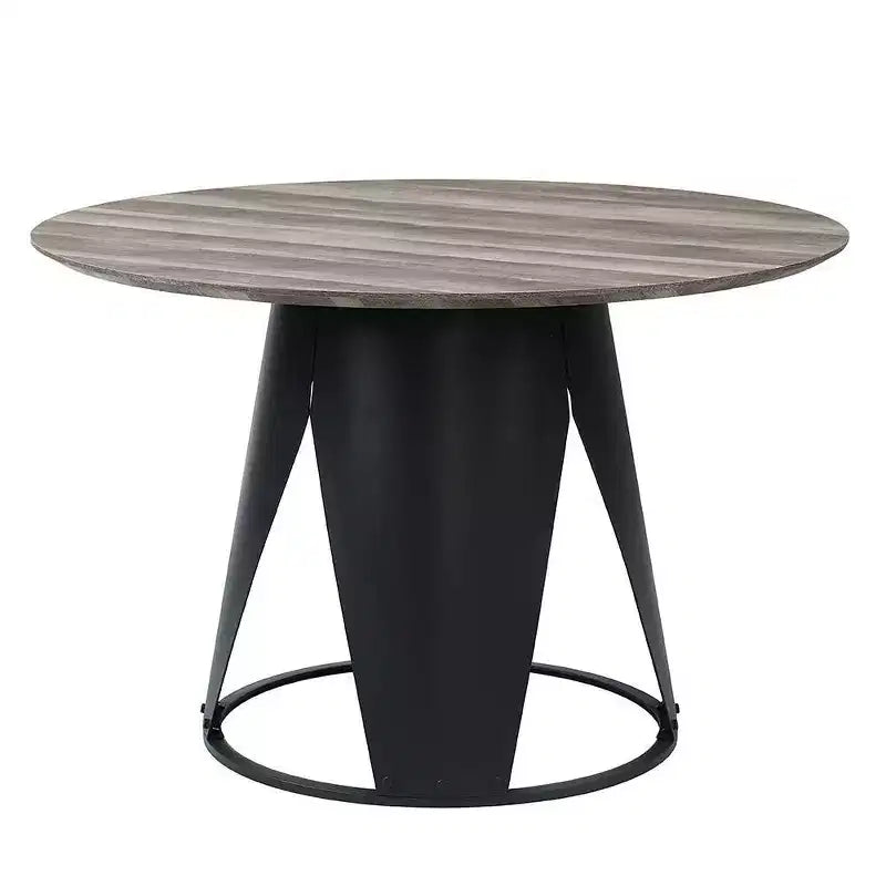 Round Dining Table Antique Oak & Black Finish