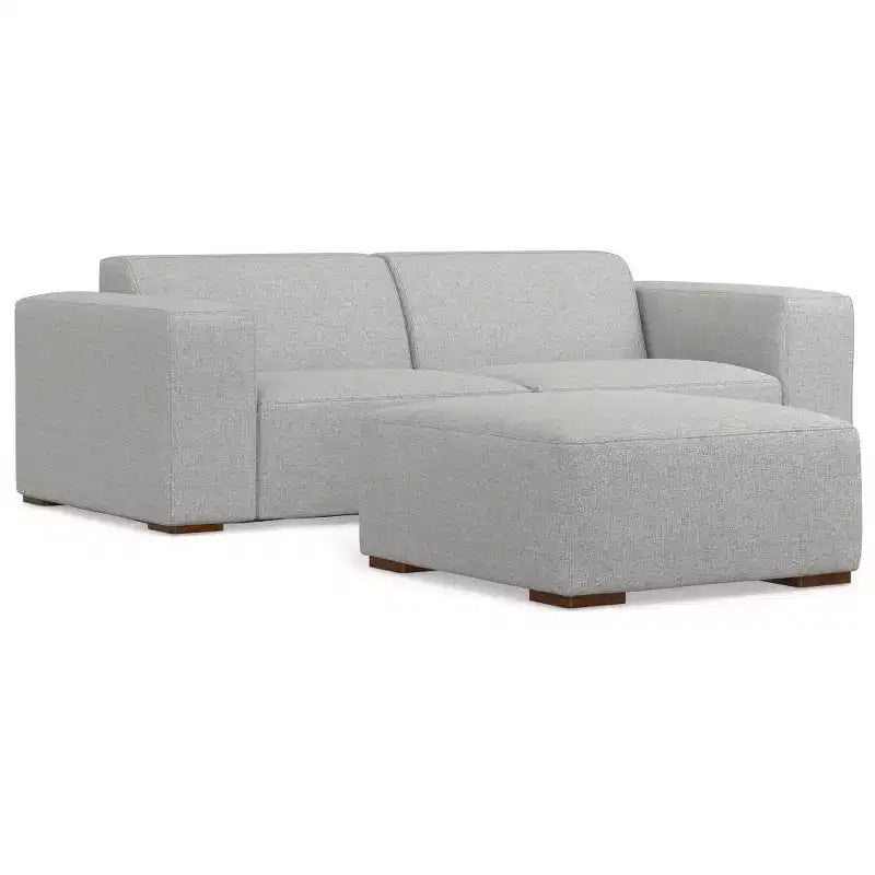 WyndenHall Biggs 2 Seater Sofa and Ottoman Pale Gray