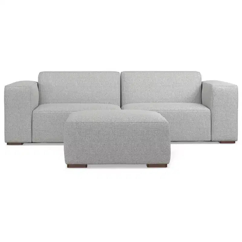 2-Seater Modular Sofa and Ottoman – Pale Gray
