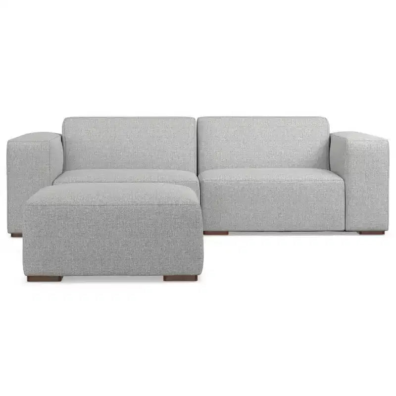 2-Seater Modular Sofa and Ottoman – Pale Gray