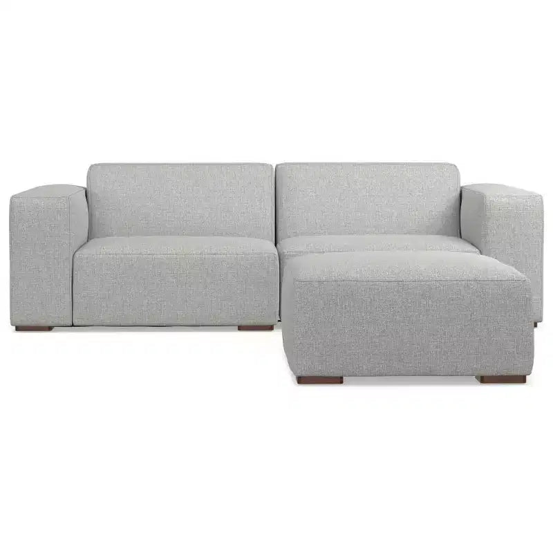 2-Seater Modular Sofa and Ottoman – Pale Gray
