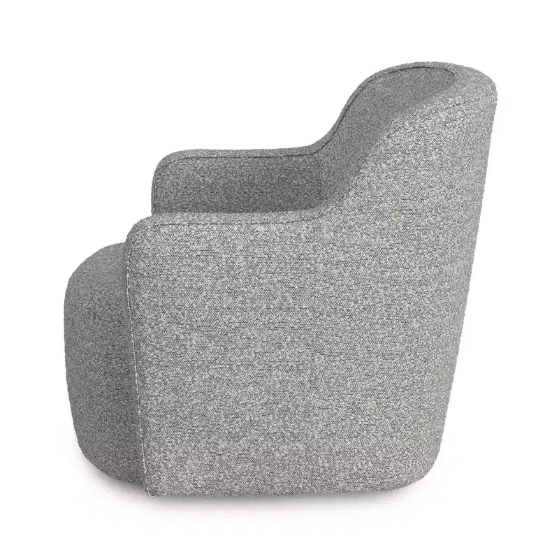 Upholstered Swivel Accent Chair White/Gray Boucle