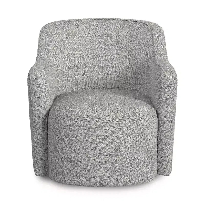 Upholstered Swivel Accent Chair White/Gray Boucle