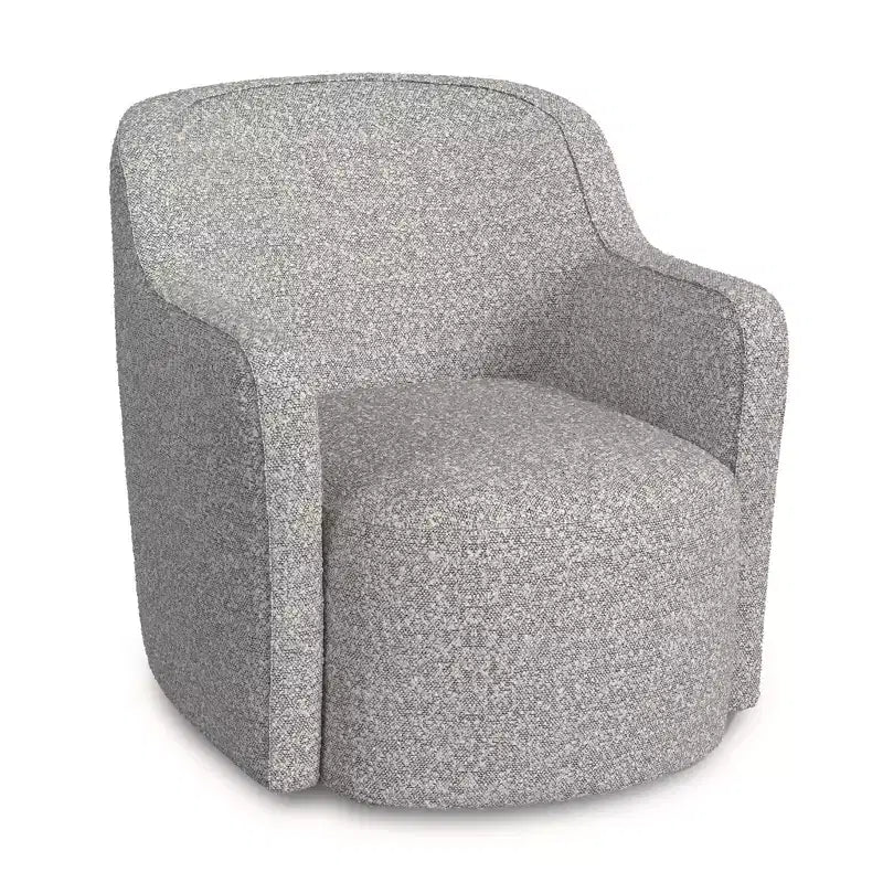 Upholstered Swivel Accent Chair White/Gray Boucle
