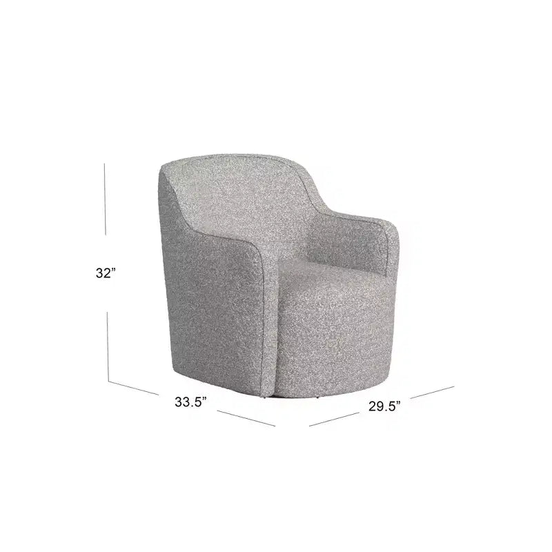 Upholstered Swivel Accent Chair White/Gray Boucle