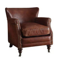 Acme Furniture Leeds Accent Chair Vintage Dark Brown Top Grain Leather