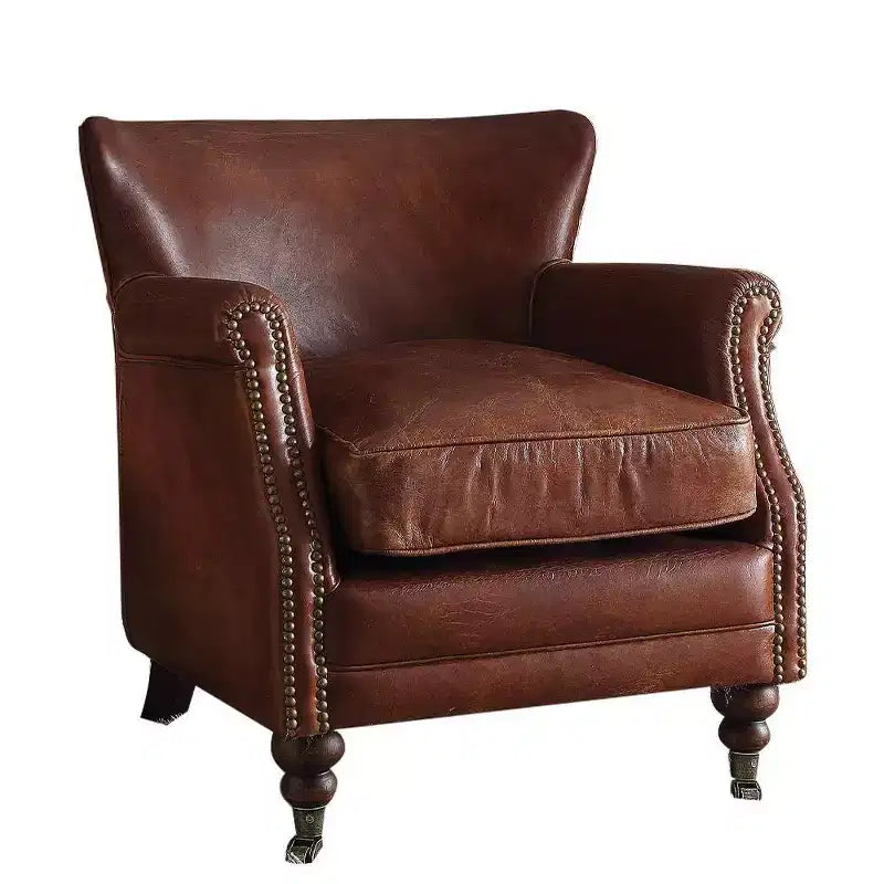 Acme Furniture Leeds Accent Chair Vintage Dark Brown Top Grain Leather