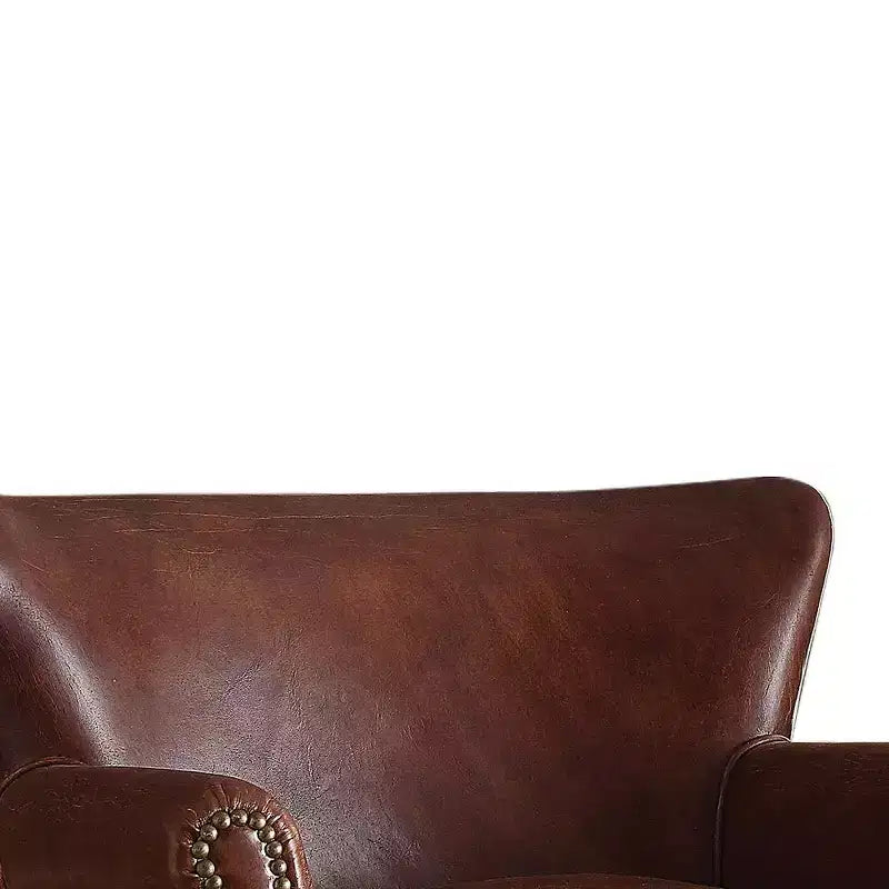 Accent Chair Vintage Dark Brown Top Grain Leather