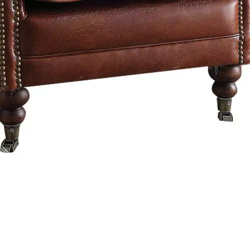Accent Chair Vintage Dark Brown Top Grain Leather