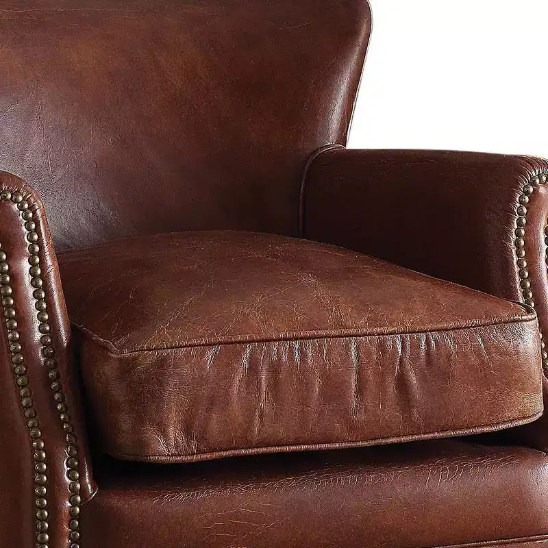 Accent Chair Vintage Dark Brown Top Grain Leather