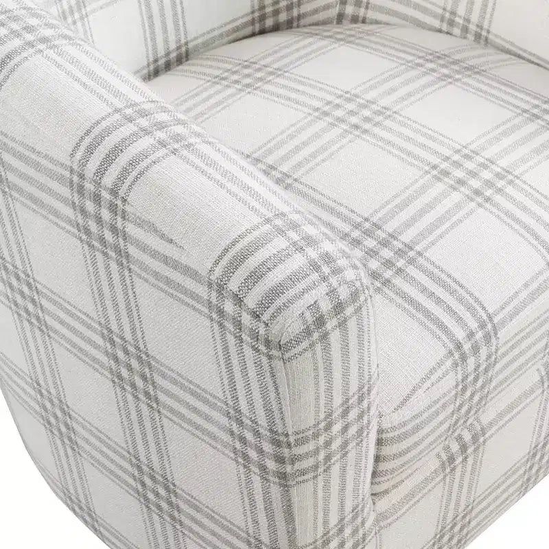 Churchill Accent Chair with Ottoman in Gray Plaid