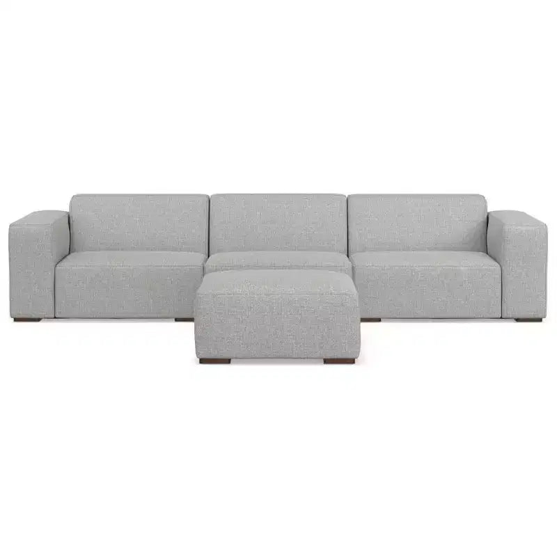 WyndenHall Biggs 3 Seater Sofa and Ottoman Pale Gray