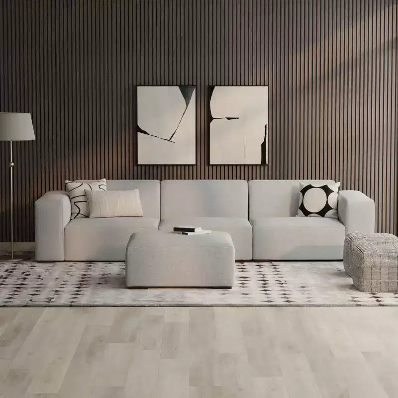 3-Seater Modular Sofa and Ottoman Pale Gray