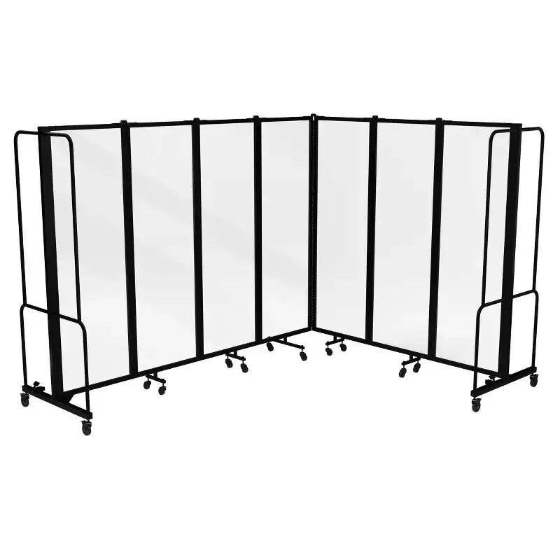 Portable 7-Panel Transparent Room Divider Black