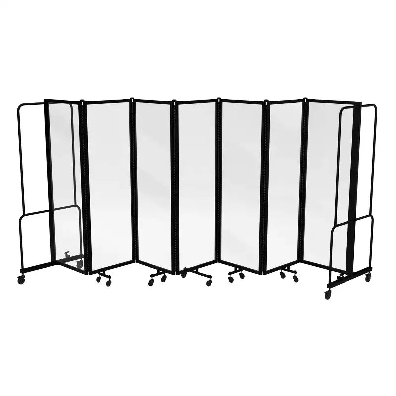 Portable 7-Panel Transparent Room Divider Black