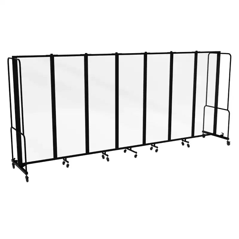 Portable 7-Panel Transparent Room Divider Black