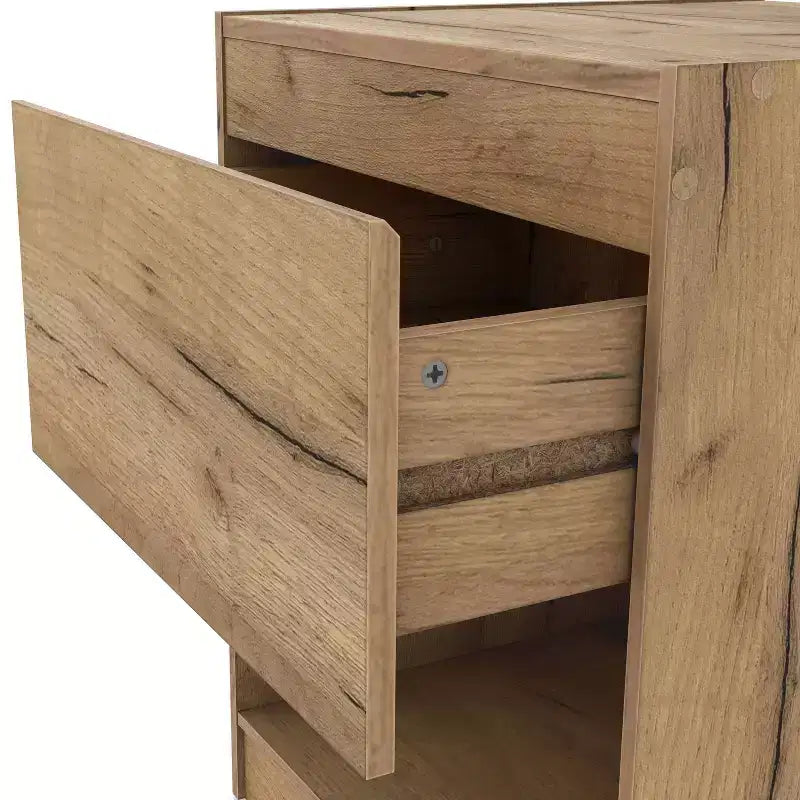 Nightstand Modern 1 Drawer with Power Ports Light Oak