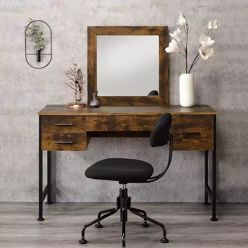 Vanity Table Rustic Oak/Black Finish