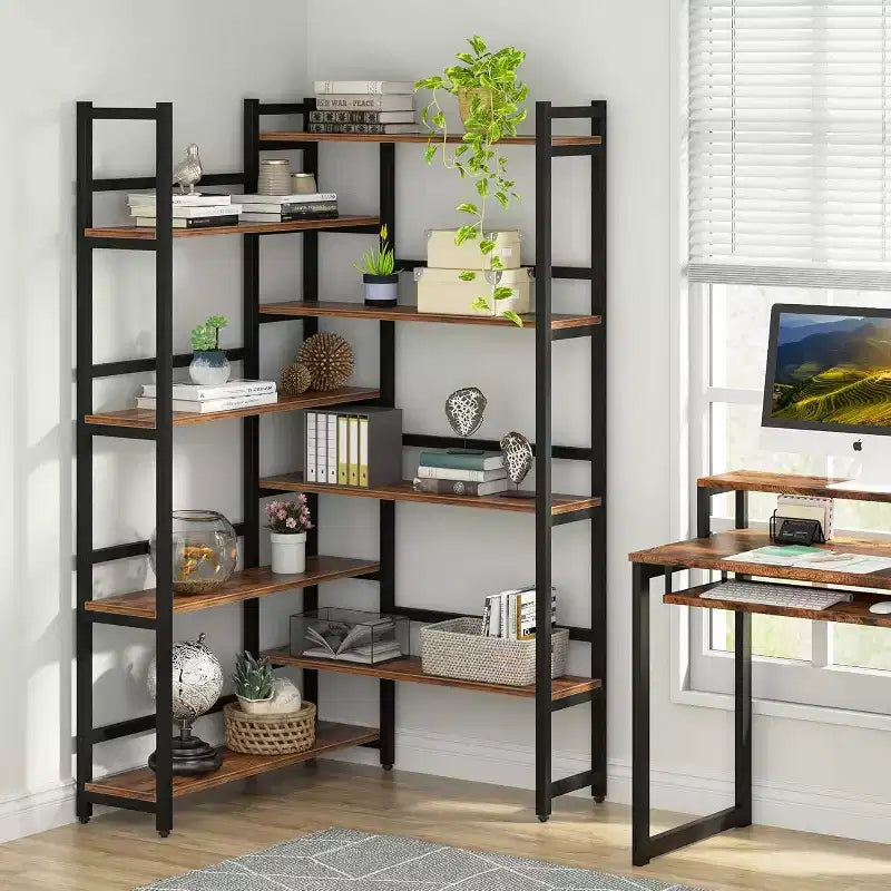 70.8" 8-Tier Corner Bookshelf, Brown