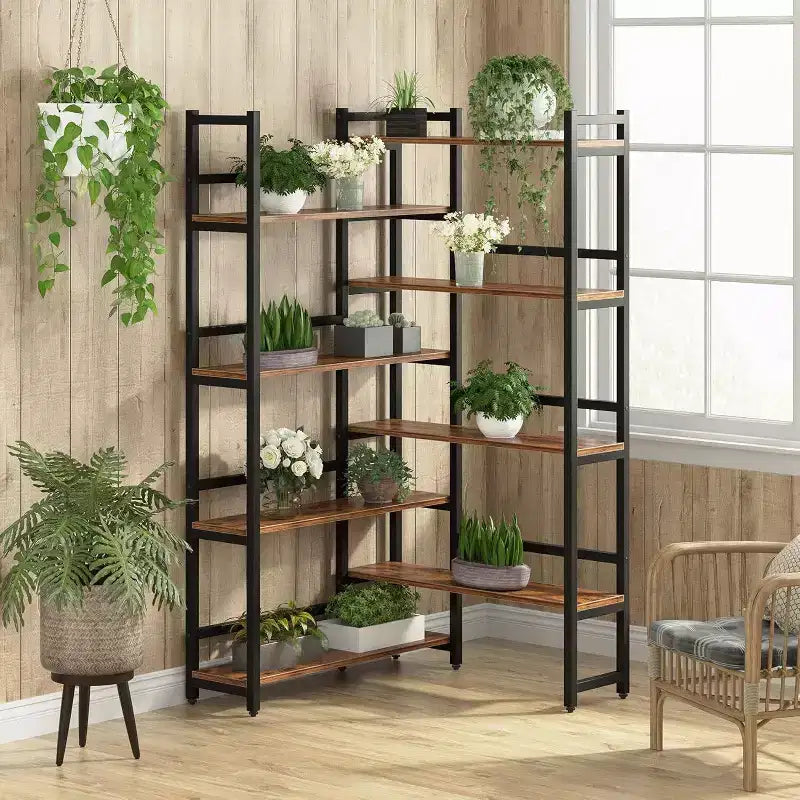 70.8" 8-Tier Corner Bookshelf, Brown
