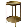 The Urban Port 20" High Round Side End Table with 2 Tier Iron Frame Matte Gold