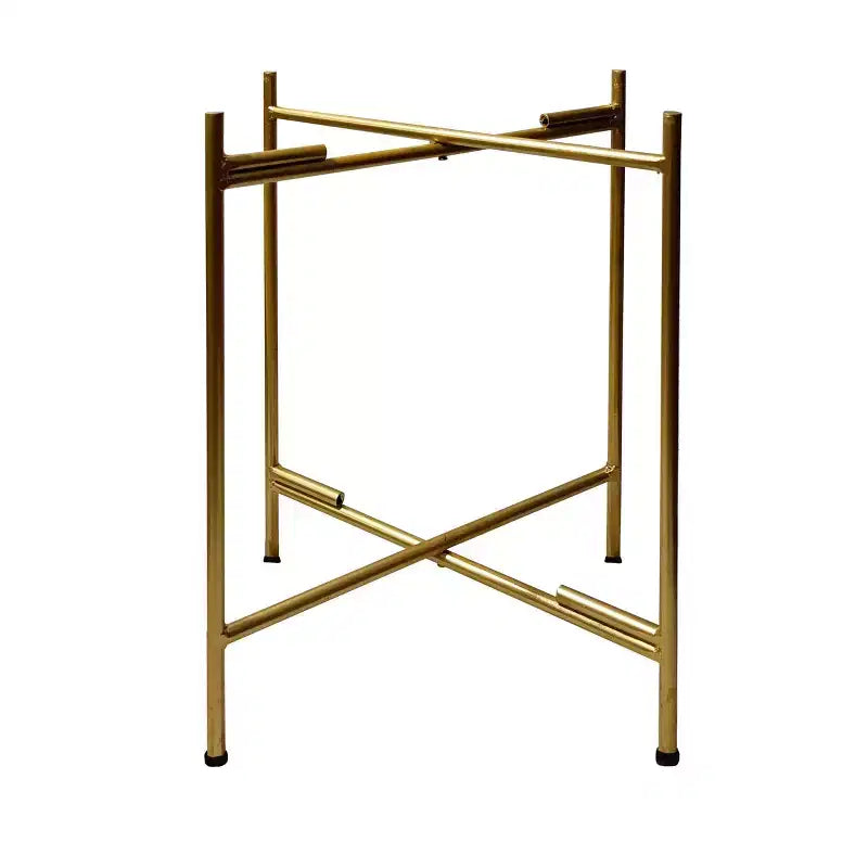 Round Side End Table with 2-Tier Iron Frame, Matte Gold