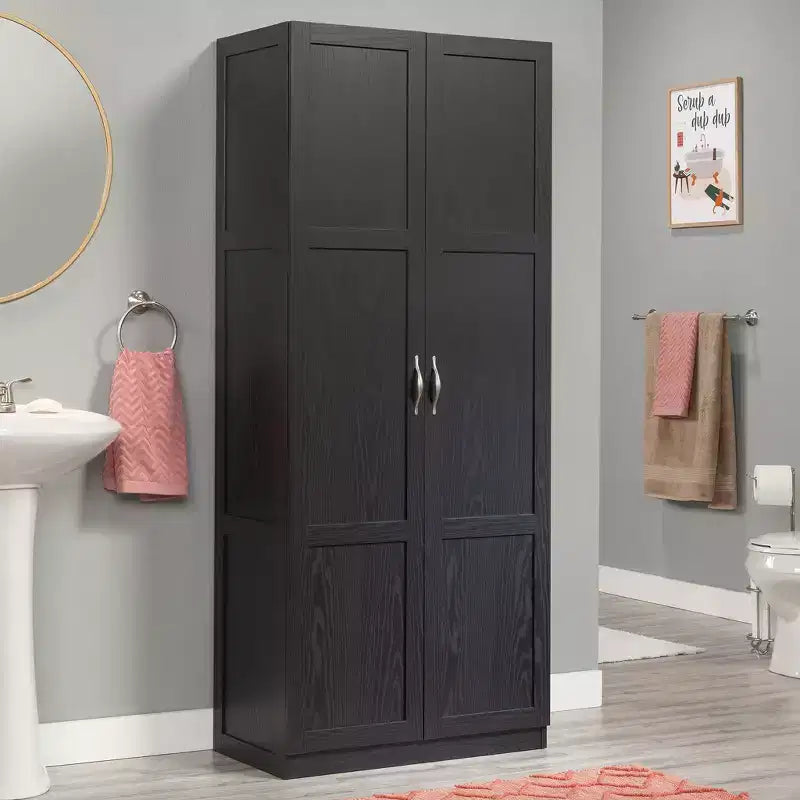 Storage Cabinet with 4 Adjustable Shelves Black Woodgrain