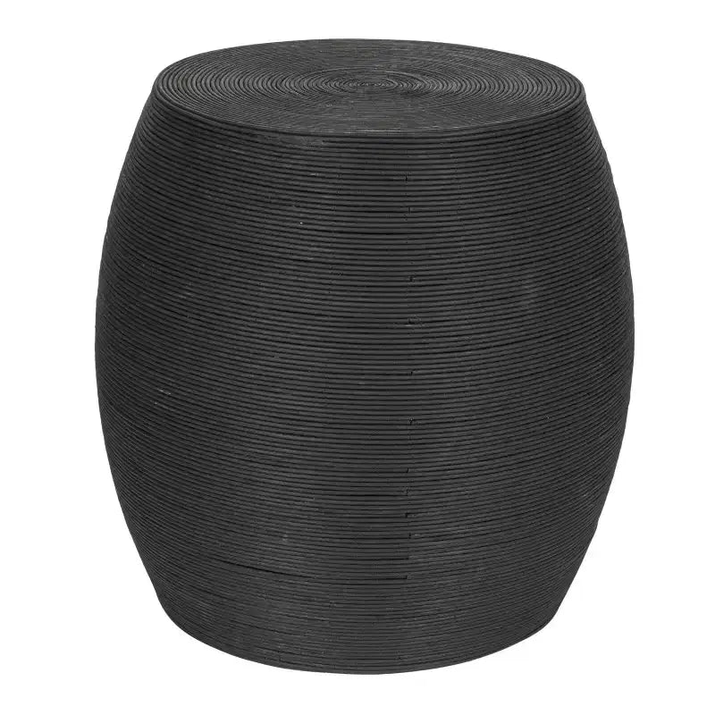 Storied Home Round Barrel Side Table Black