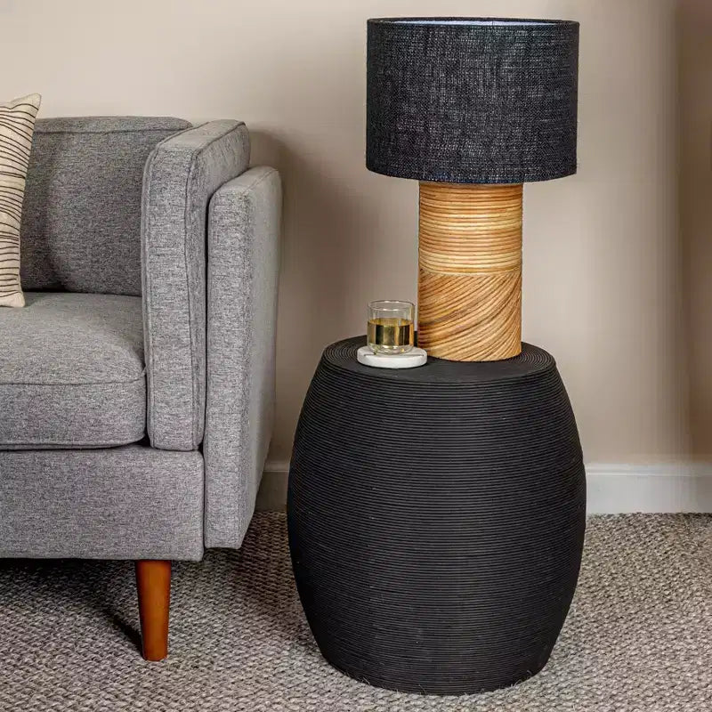 Round Barrel Side Table Black