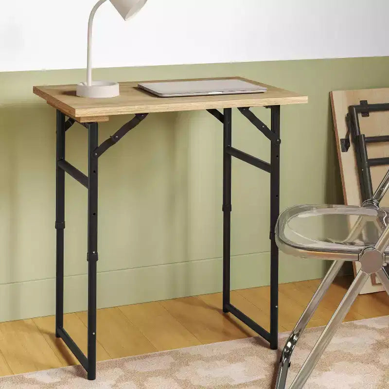 Adjustable Height Dorm Folding Table - Brown