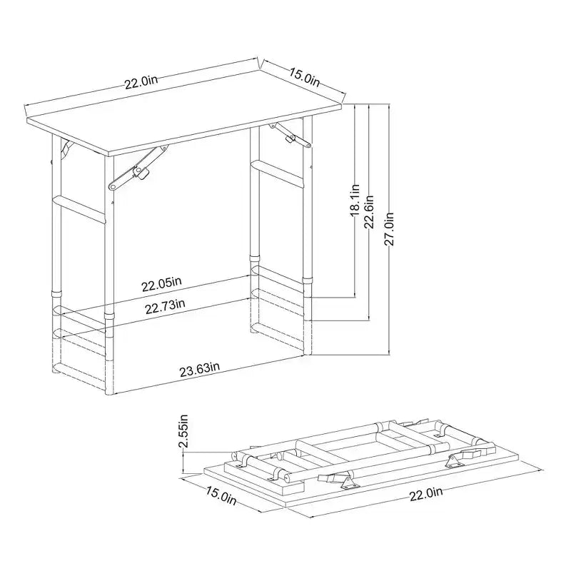 Adjustable Height Dorm Folding Table - Brown