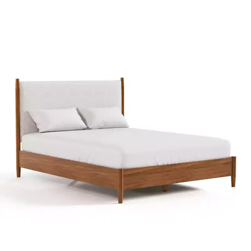 HOMES: Inside + Out Queen Riverstone Mid-Century Modern Platform Bed with Headboard Boucle