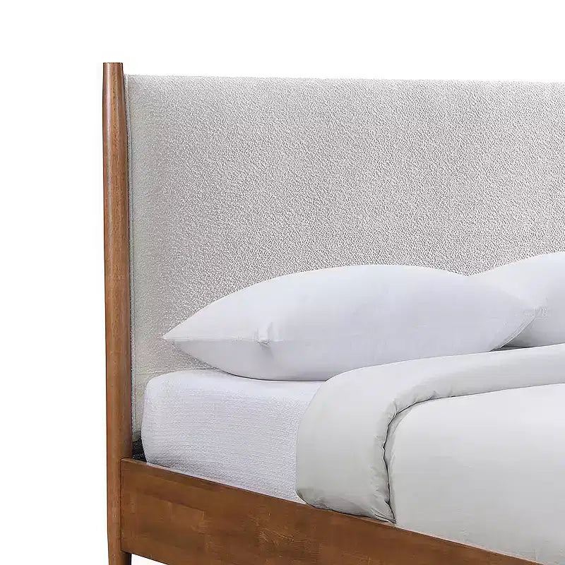 Queen Mid-Century Modern Platform Bed with Boucle Headboard