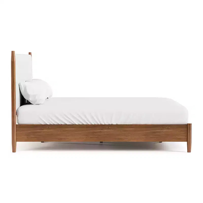Queen Mid-Century Modern Platform Bed with Boucle Headboard