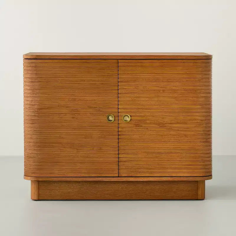 Grooved Mid-Century Decorative Storage Cabinet