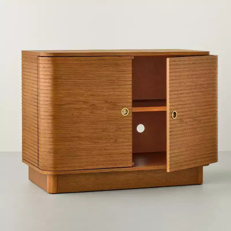 Grooved Mid-Century Decorative Storage Cabinet