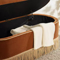 Jennifer Taylor Home Melinda 48.5 Oval Tufted Bullion Fringe Storage Bench