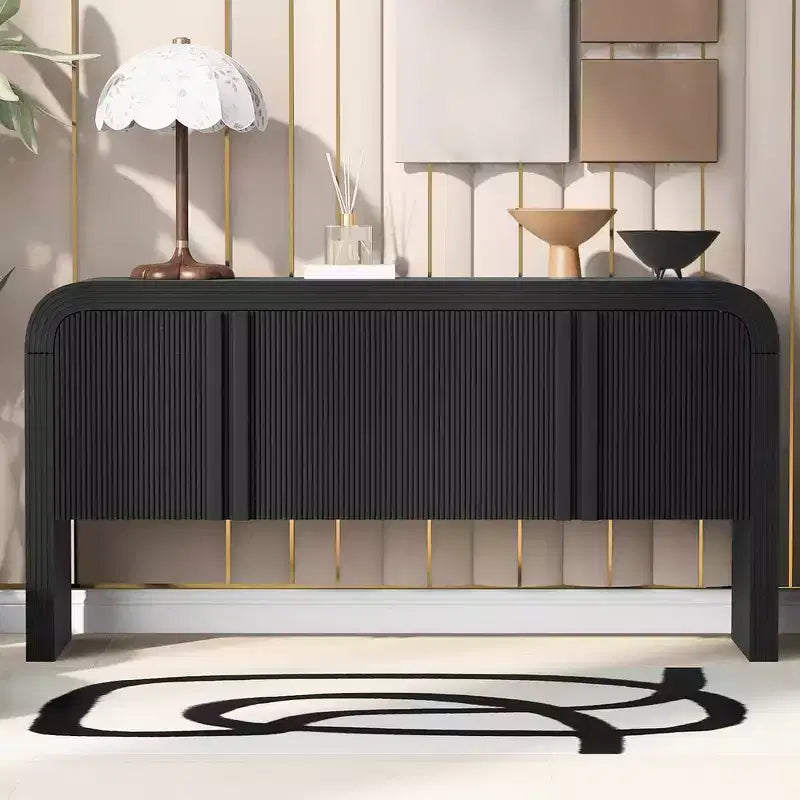 63 Wooden Console Table, Accent Sideboard Buffet Cabinet With Adjustable Shelves,Narrow Sofa Foyer Table for Living Room Hallway Entryway