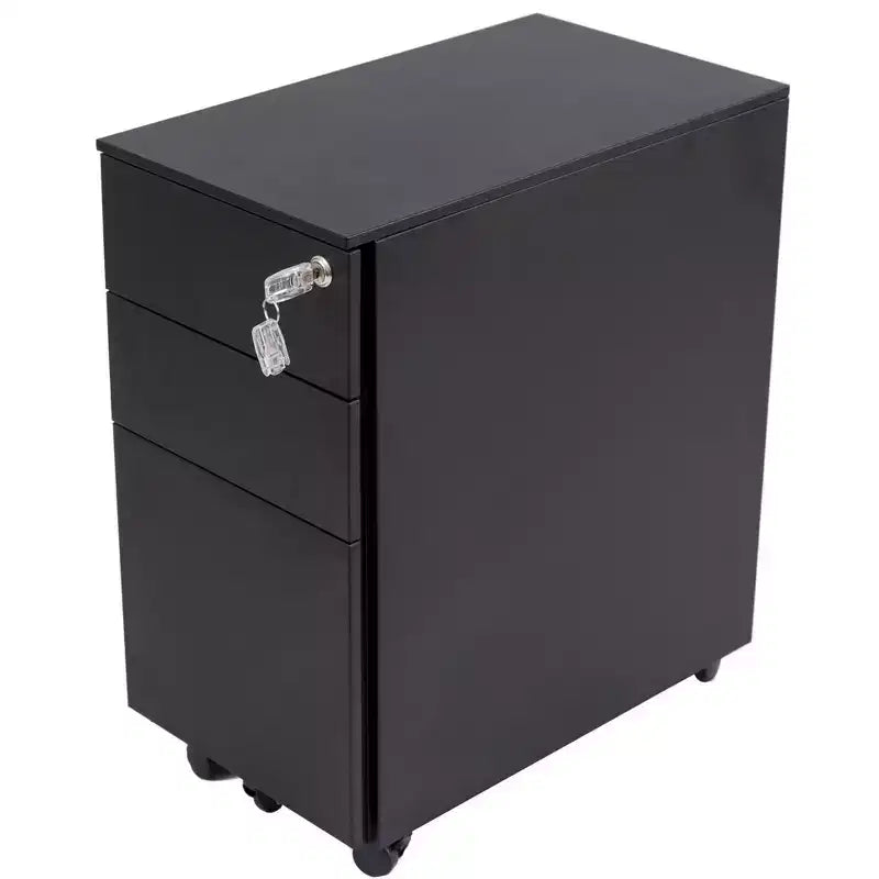 3 Drawer Under Desk Lockable Rolling File Cabinet with Stable 5-Wheel Design