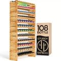 NutriChef 12-Tier Wine Shelf - 108 Bottle Capacity, Solid Bamboo Construction, Adjustable Shelves, Space-Saving Design (SLWMDSF960)